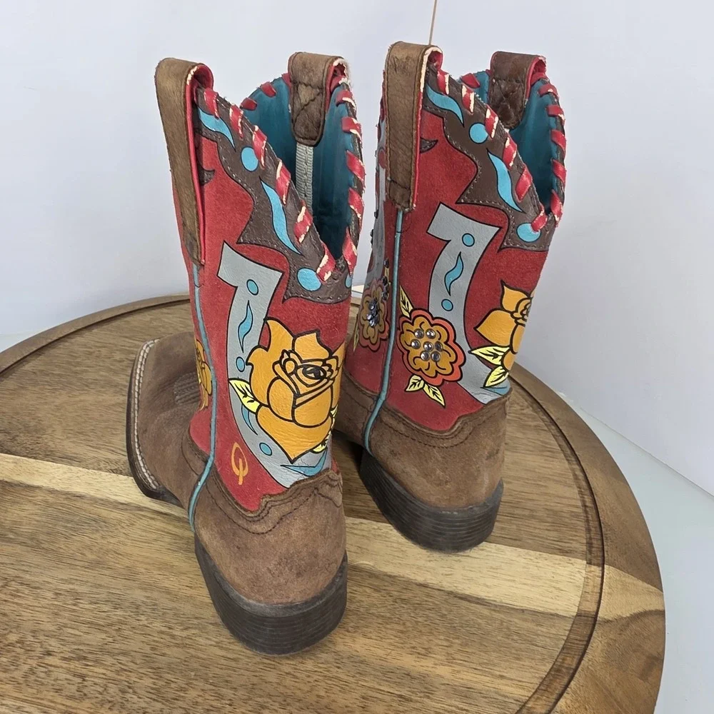 Ariat Quincy Mustang Sally Girls Cowboy Boots Youth 11 Brown Leather Western‎
